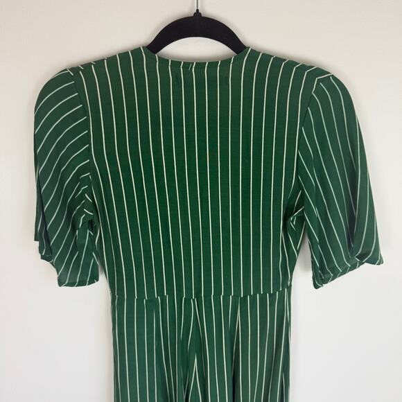 NWT Faithfull the Brand Womens Rivers Wrap Green/White Striped Tie Midi Dress 2 - Picture 6 of 12